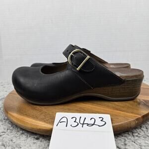 Dansko Martina Black Leather Casual Lifestyle Daily Mary Jane Mule Clog Women 41